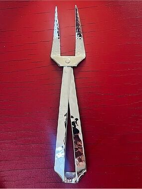 Michael Aram, Brutalist, Molten, Hammered, Silver, Serving Fork, 1990, Open Box